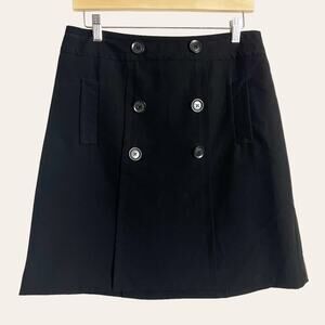 Sandro Petite Black Button Front High-Waist Classic A-Line Mini Skirt Size 8P
